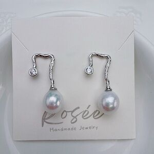 26E91 S925 Stamped Freshwater Baroque Pearl Music Notes Earrings